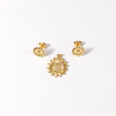 Sun flower earrings and pendant